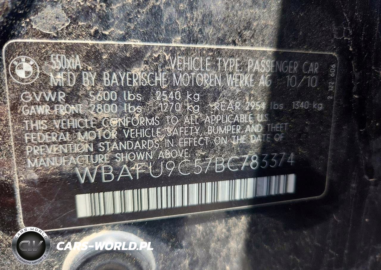 2011 BMW 550 Xi VIN:WBAFU9C57BC783374 - 12