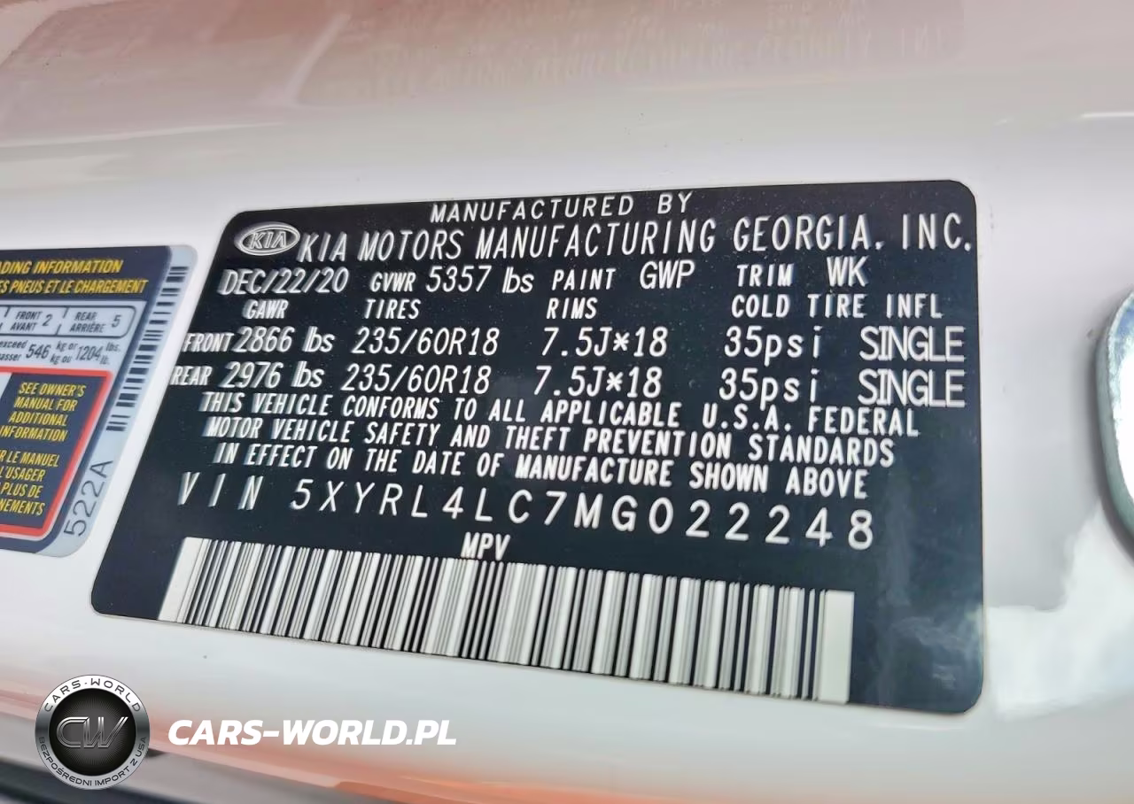 2021 Kia Sorento S VIN:5XYRL4LC7MG022248 - 13
