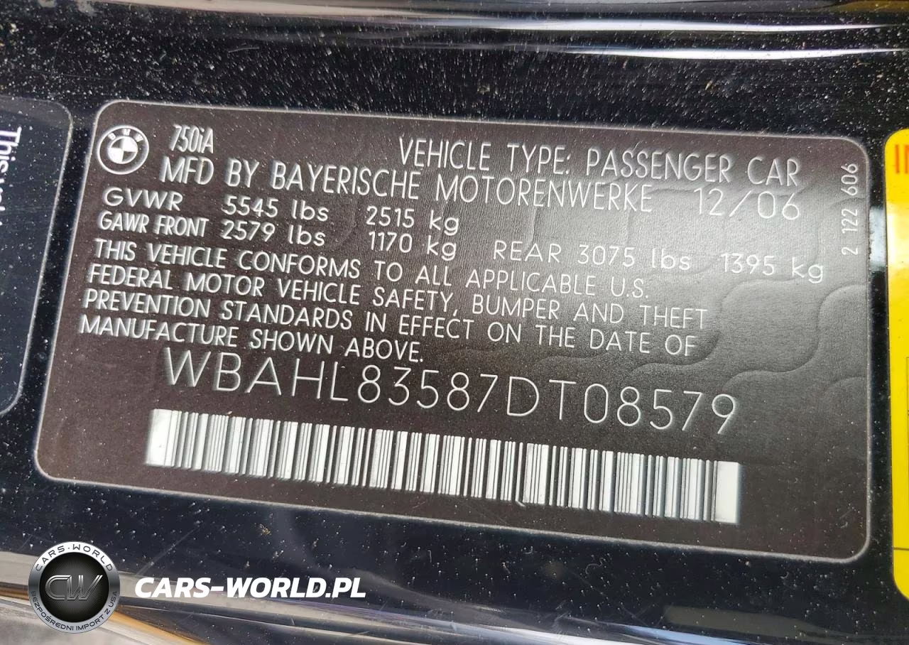 2007 BMW 750 I VIN:WBAHL83587DT08579 - 12