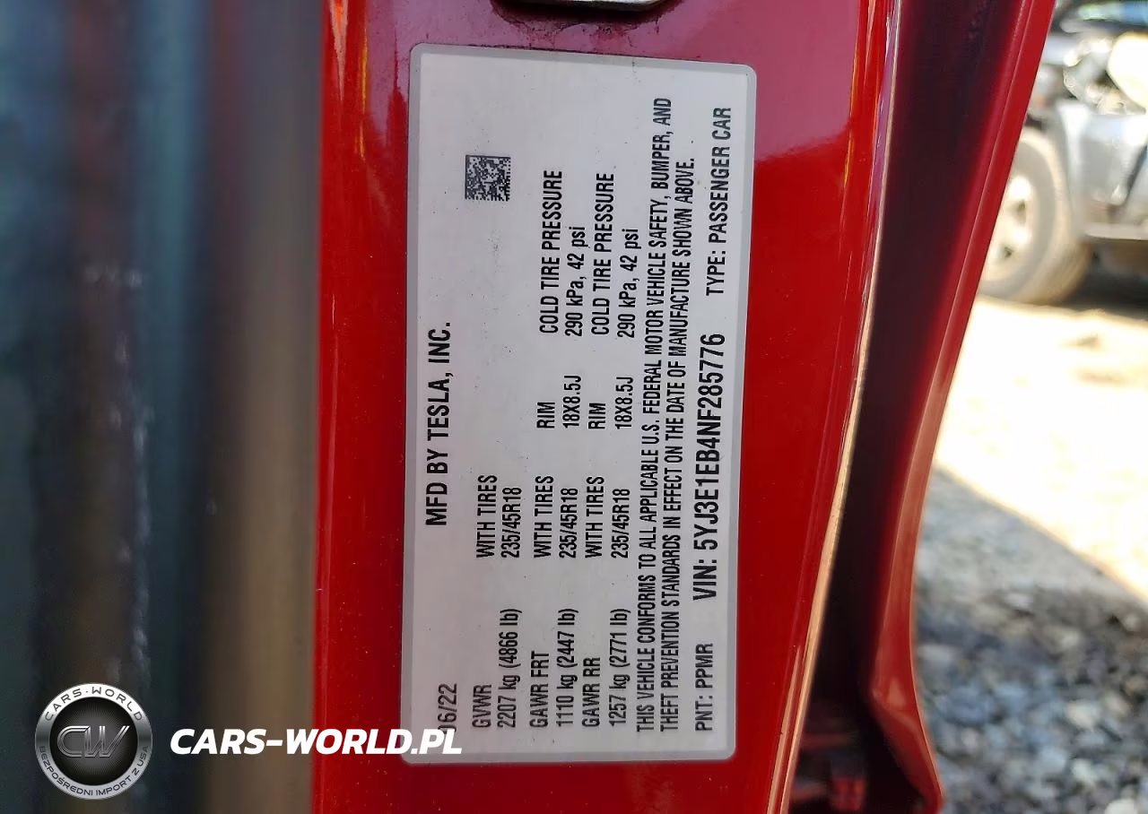 2022 Tesla 3 VIN:5YJ3E1EB4NF285776 - 12