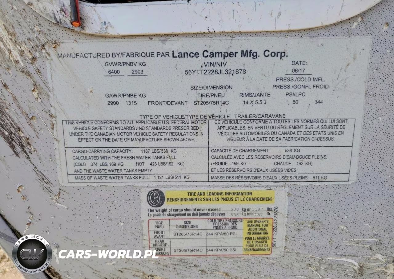 2018 Lance Camper VIN:56YTT2228JL321878 - 9