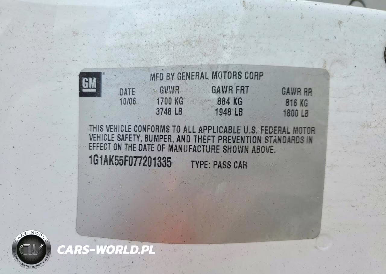 2007 Chevrolet Cobalt Ls VIN:1G1AK55F077201335 - 12