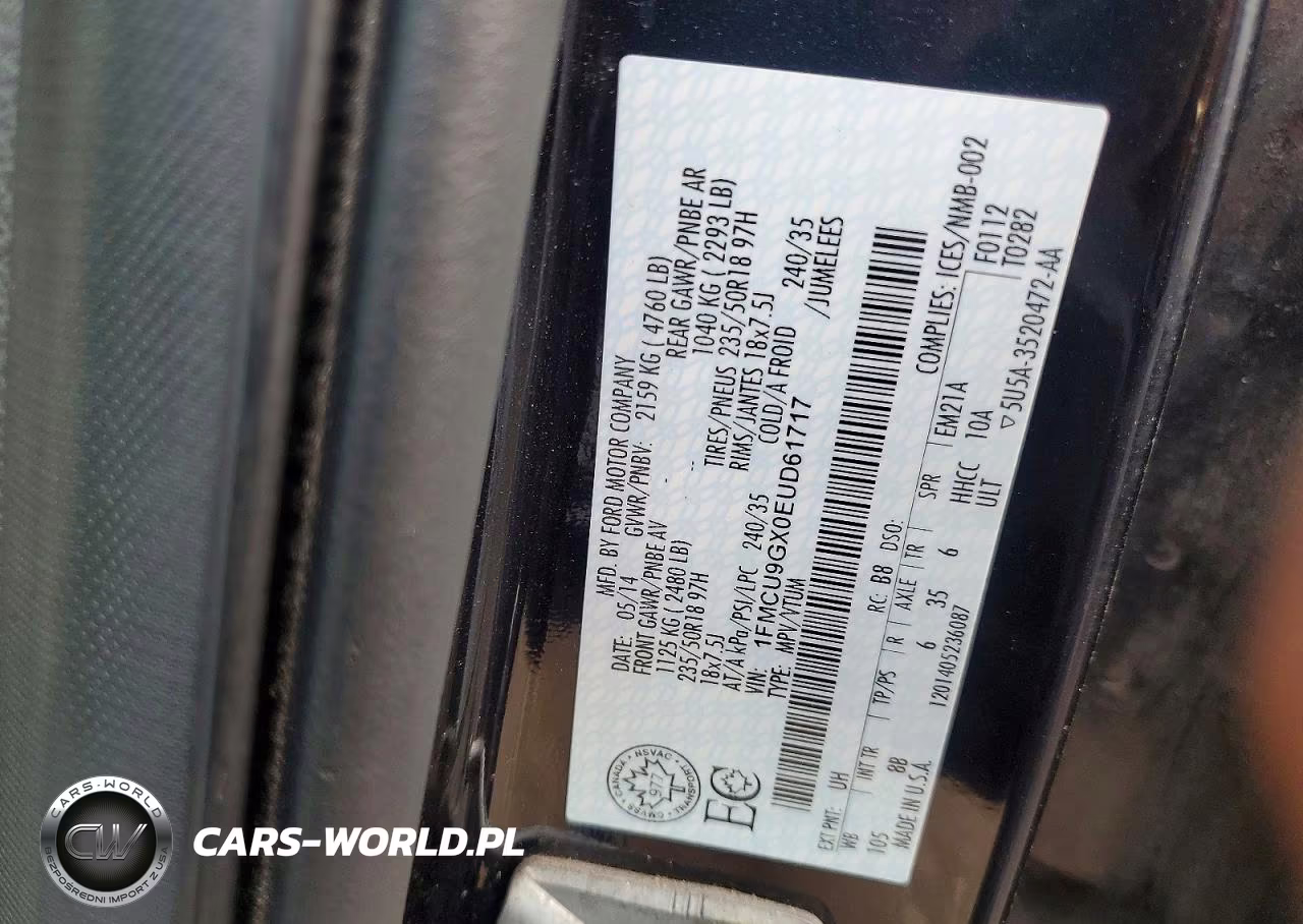 2014 Ford Escape Se VIN:1FMCU9GX0EUD61717 - 13