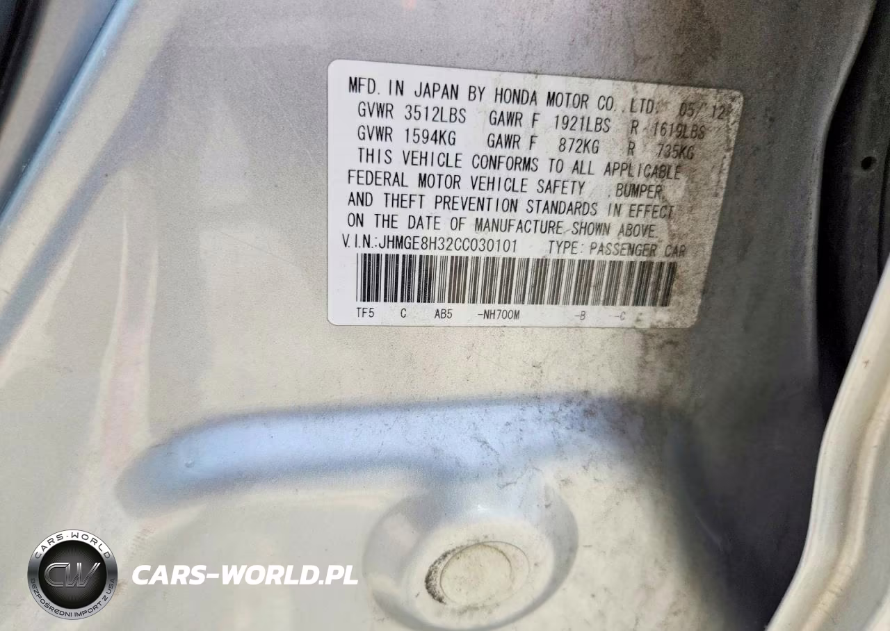 2012 Honda Fit VIN:JHMGE8H32CC030101 - 12
