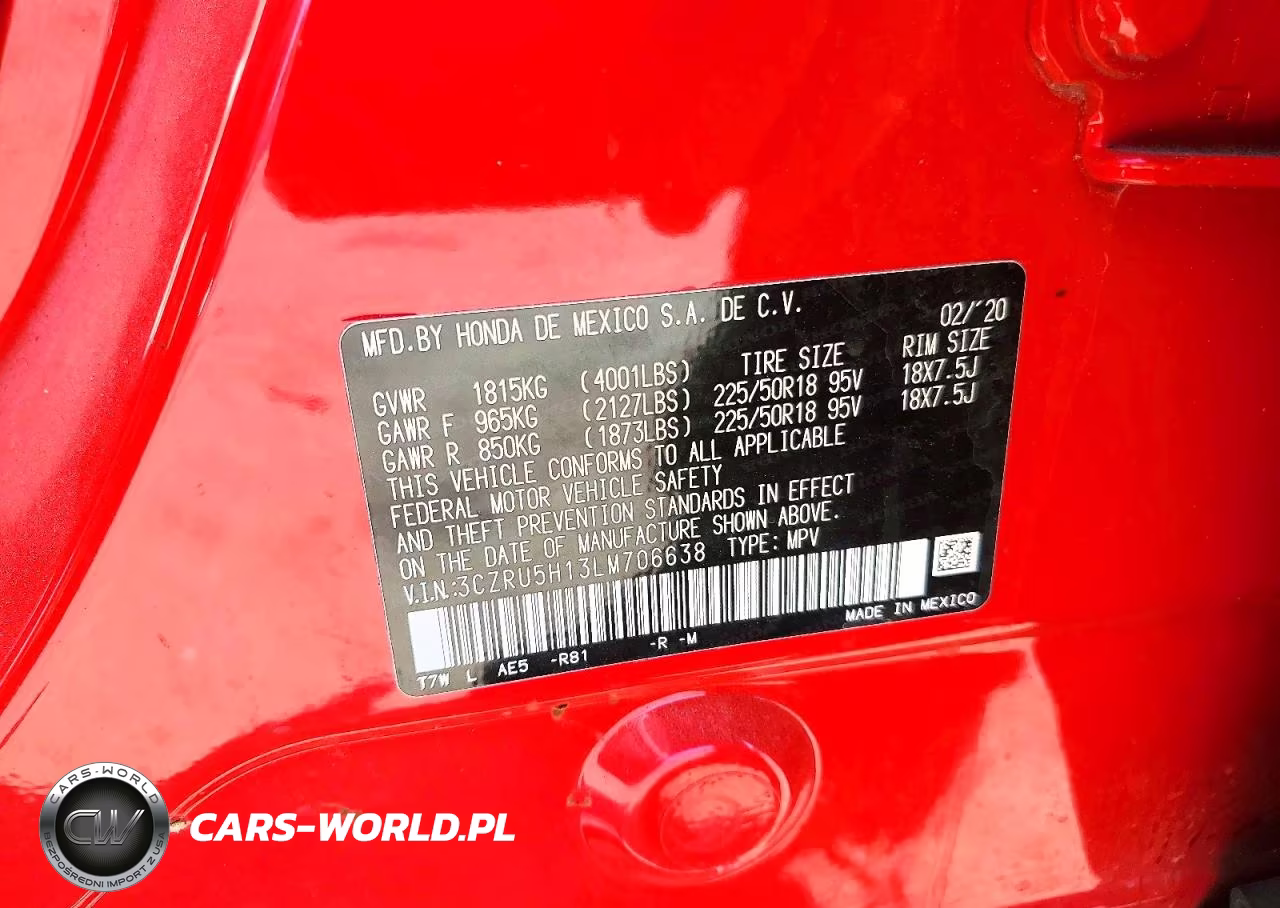 2020 Honda Hr-V Sport VIN:3CZRU5H13LM706638 - 12