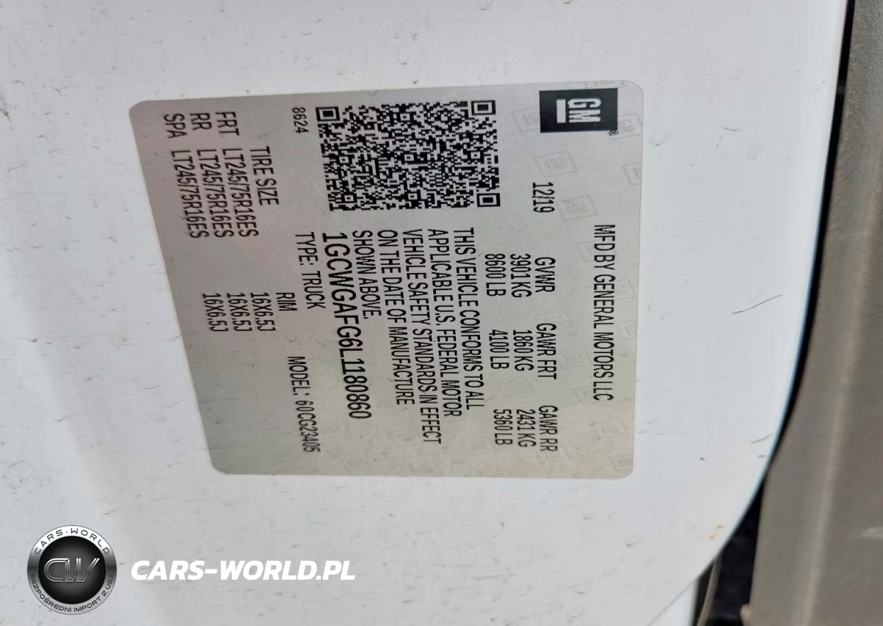 2020 Chevrolet Express VIN:1GCWGAFG6L1180860 - 12