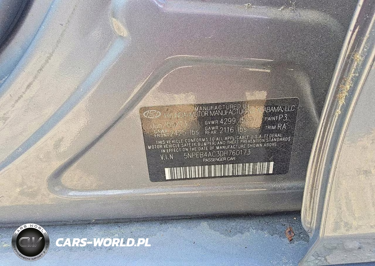 2013 Hyundai Sonata Gls VIN:5NPEB4AC3DH760173 - 12