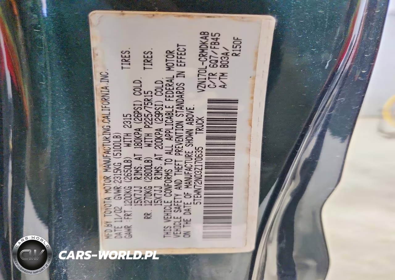 2003 Toyota Tacoma Xtracab VIN:5TEWN72N03Z170635 - 12