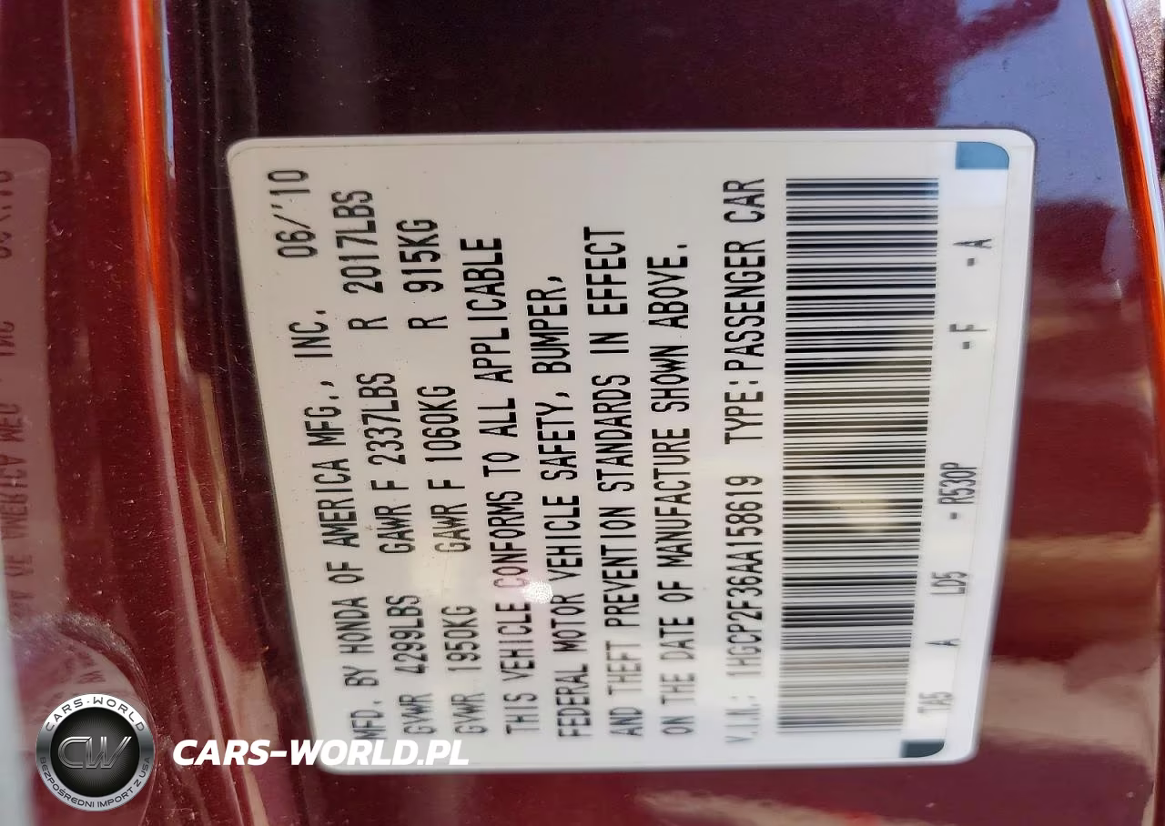 2010 Honda Accord Lx VIN:1HGCP2F36AA158619 - 12