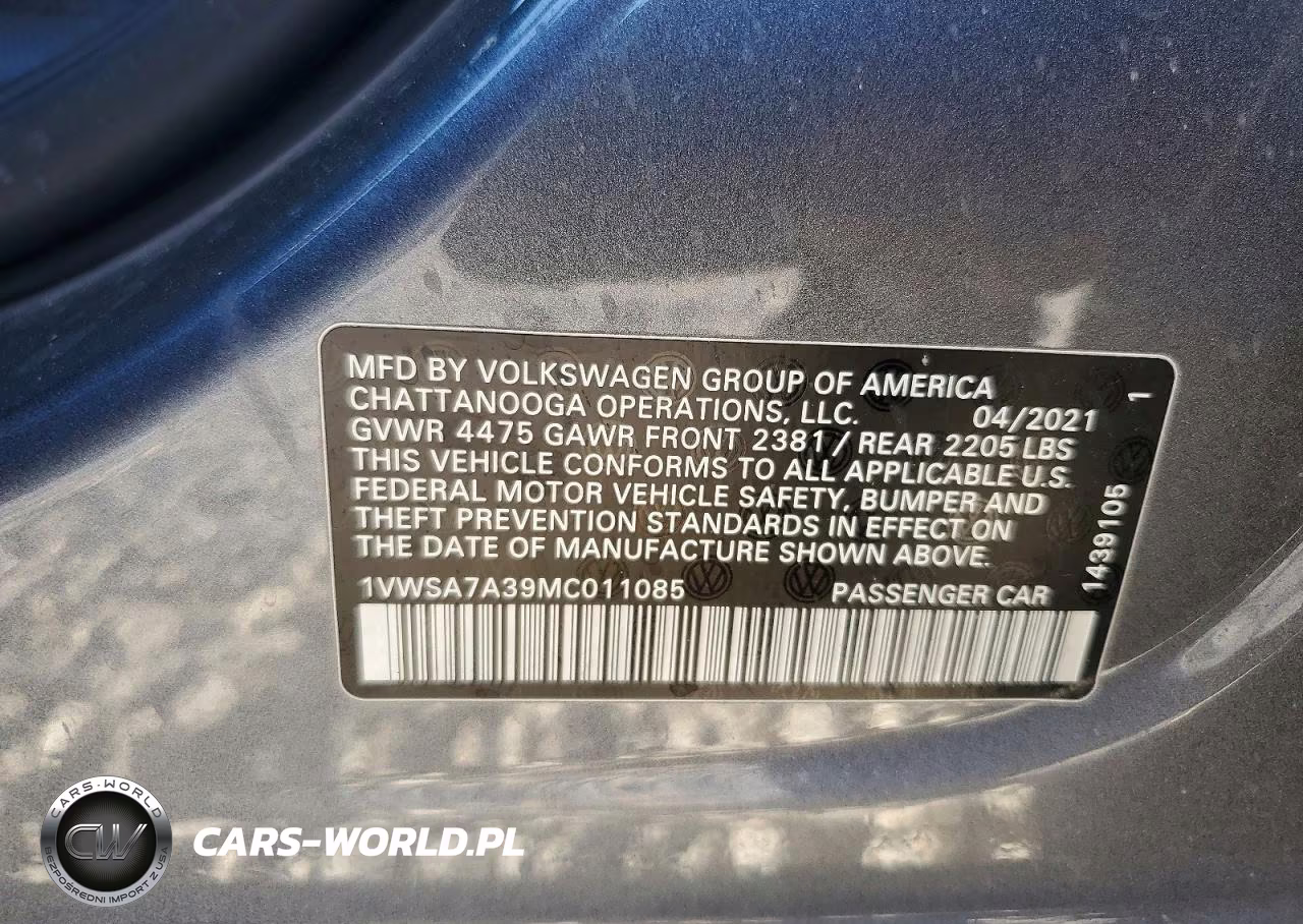 2021 Volkswagen Passat Se VIN:1VWSA7A39MC011085 - 13