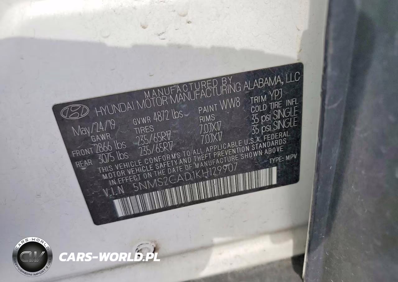 2019 Hyundai Santa Fe Se VIN:5NMS2CAD1KH129907 - 12