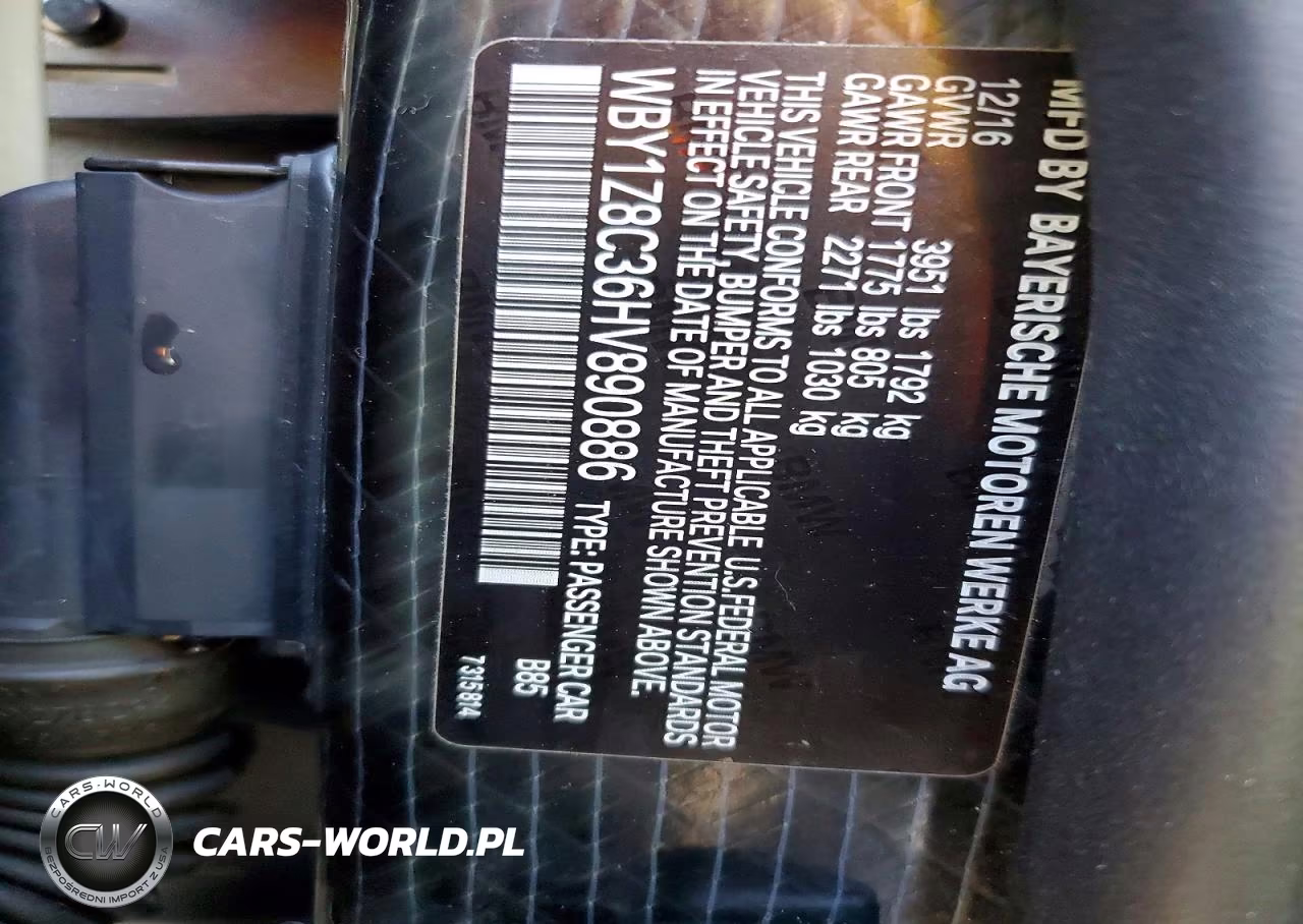 2017 BMW I3 Rex VIN:WBY1Z8C36HV890886 - 13