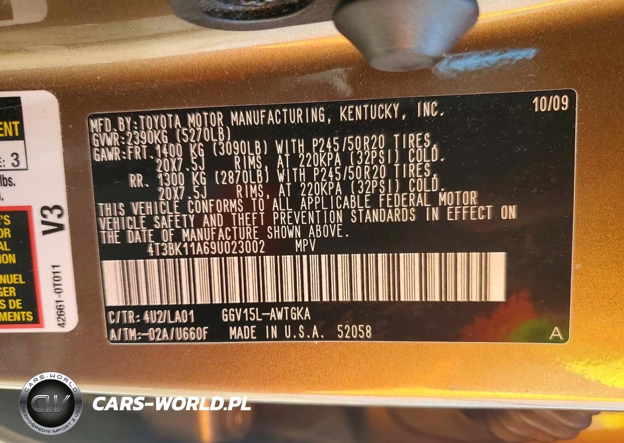 2009 Toyota Venza Awd V6 VIN:4T3BK11A69U023002 - 14