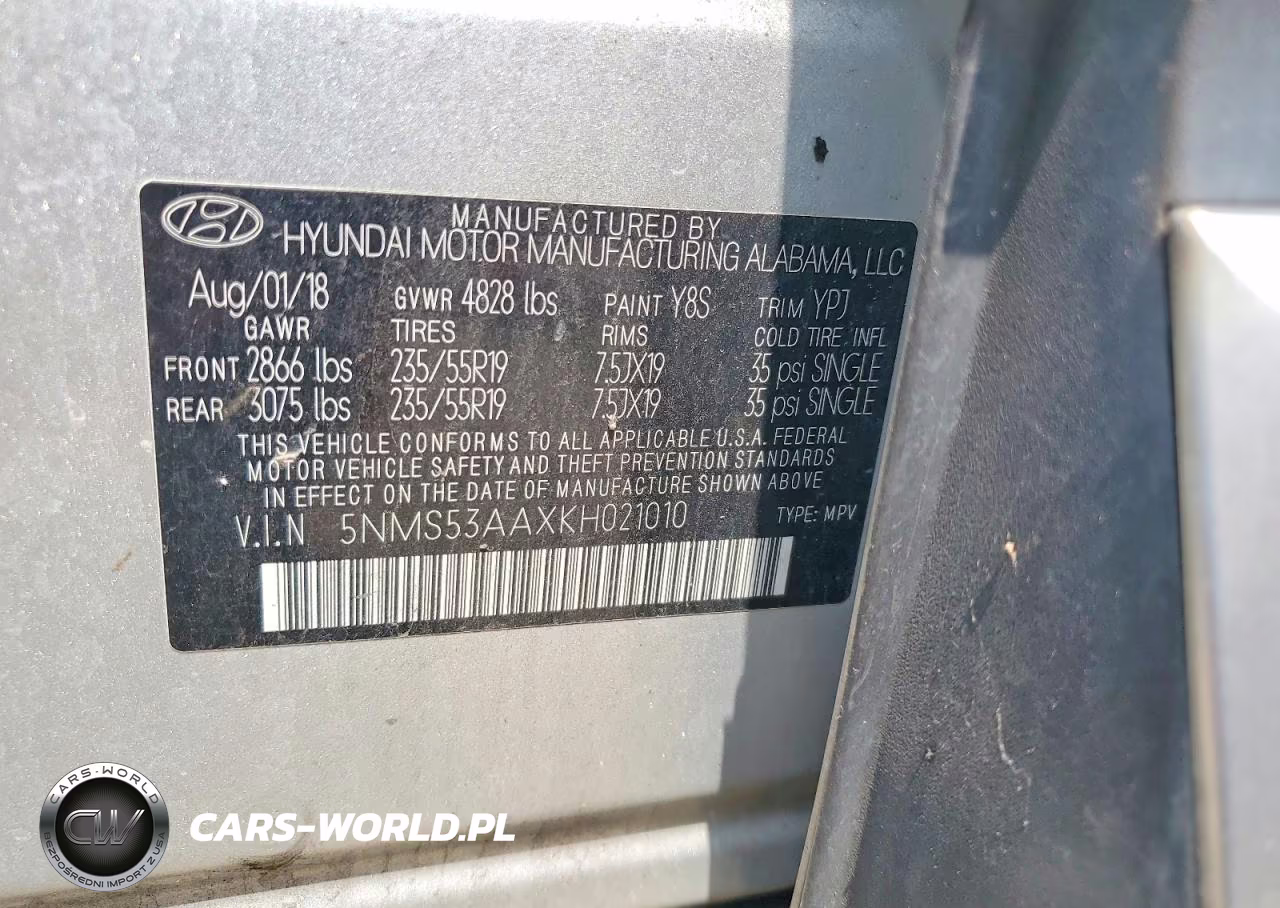 2019 Hyundai Santa Fe Ultimate 2.0T VIN:5NMS53AAXKH021010 - 12