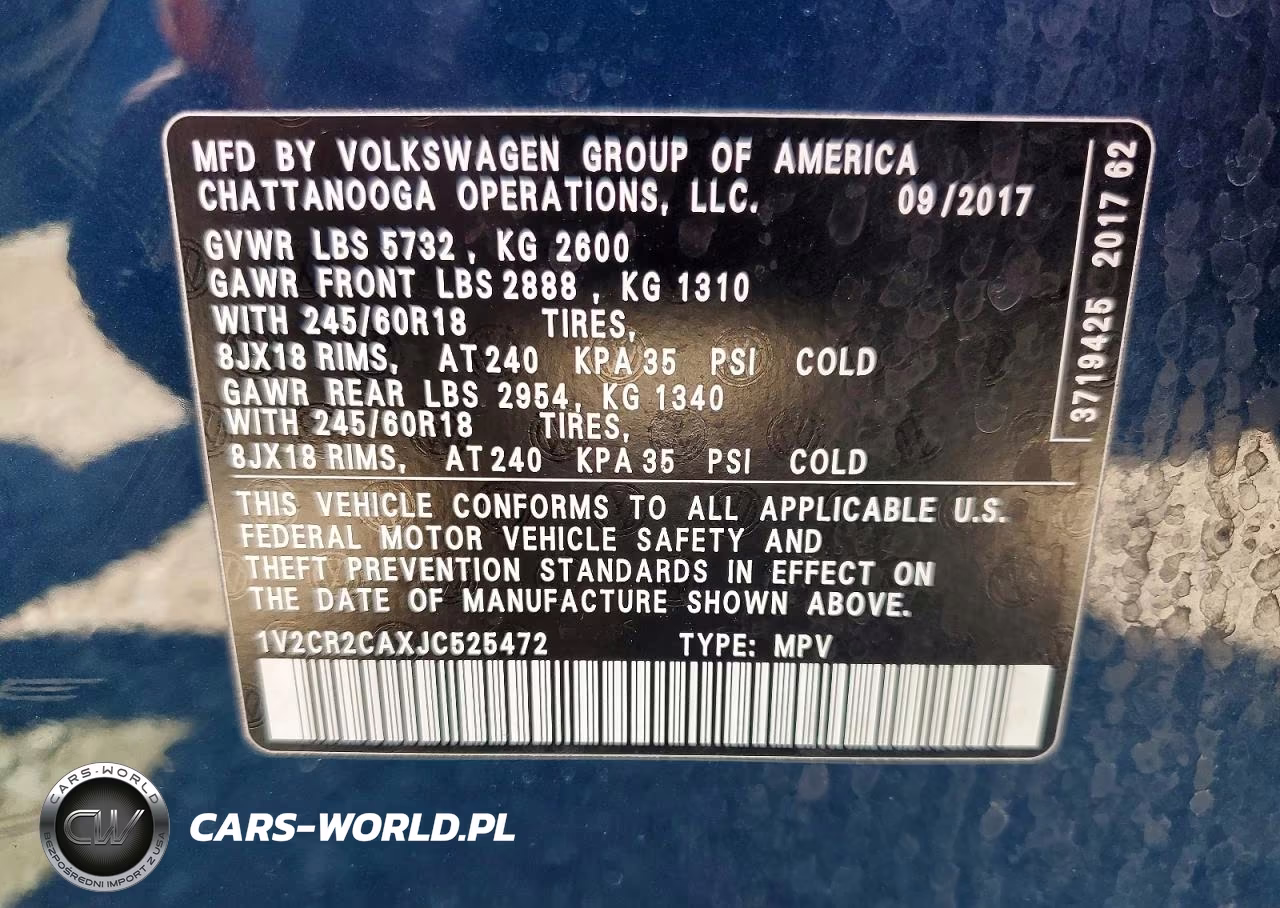 2018 Volkswagen Atlas Se VIN:1V2CR2CAXJC525472 - 14