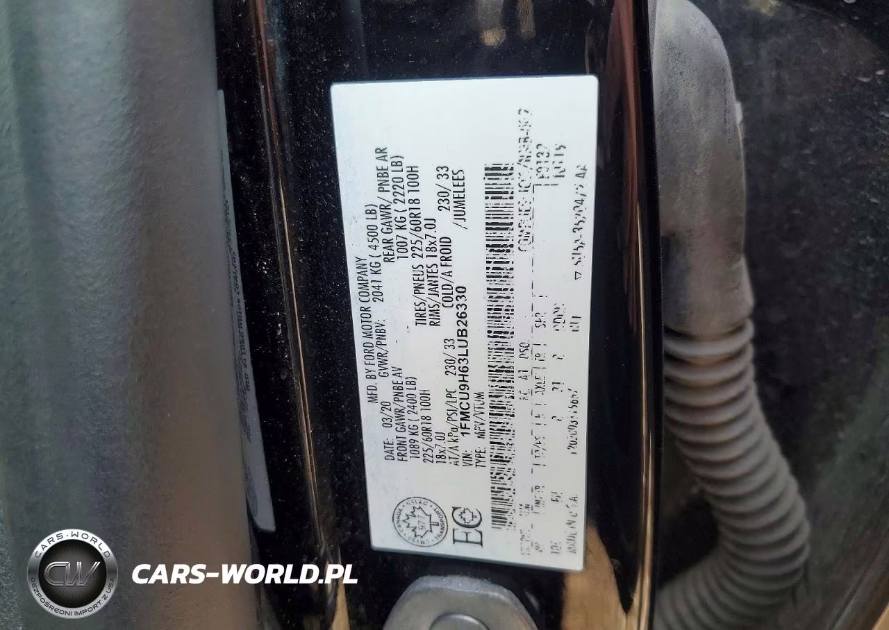 2020 Ford Escape Sel VIN:1FMCU9H63LUB26330 - 13