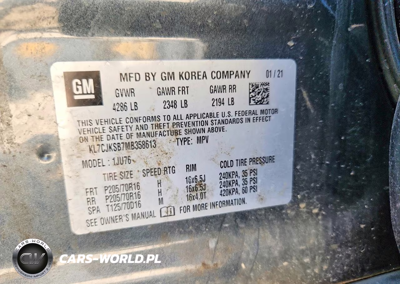 2021 Chevrolet Trax Ls VIN:KL7CJKSB7MB358613 - 13
