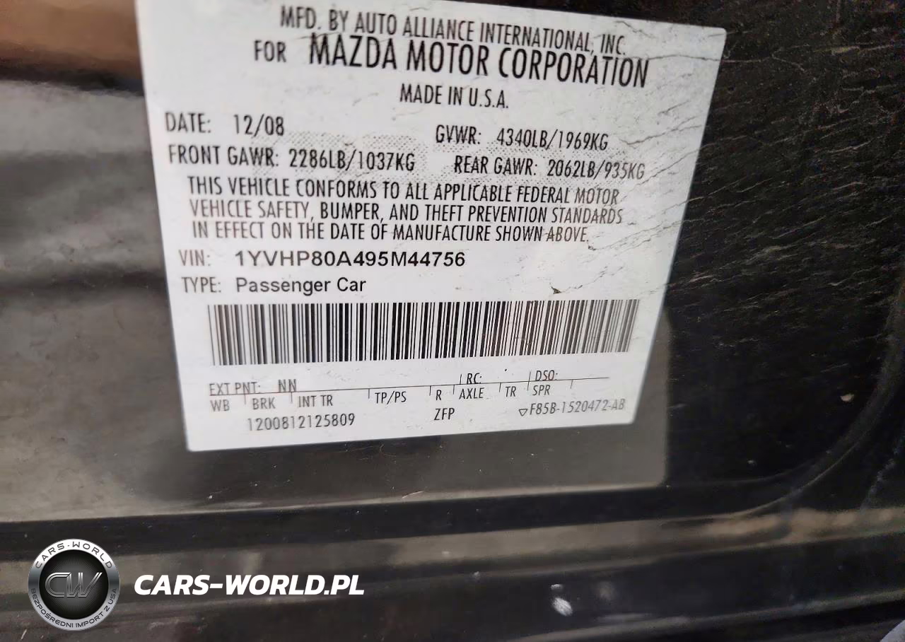 2009 Mazda 6 I VIN:1YVHP80A495M44756 - 12