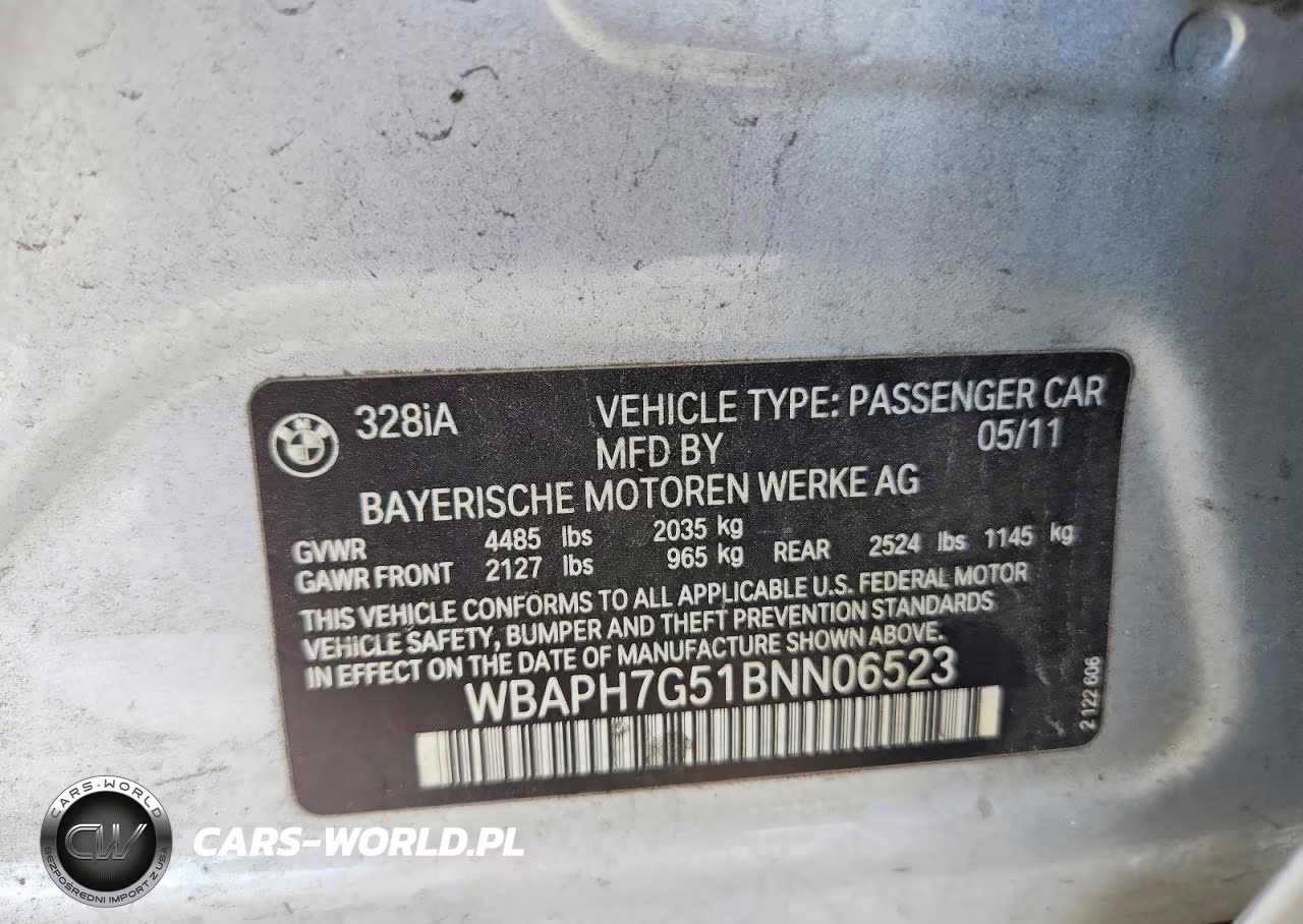 2011 BMW 328 I VIN:WBAPH7G51BNN06523 - 12