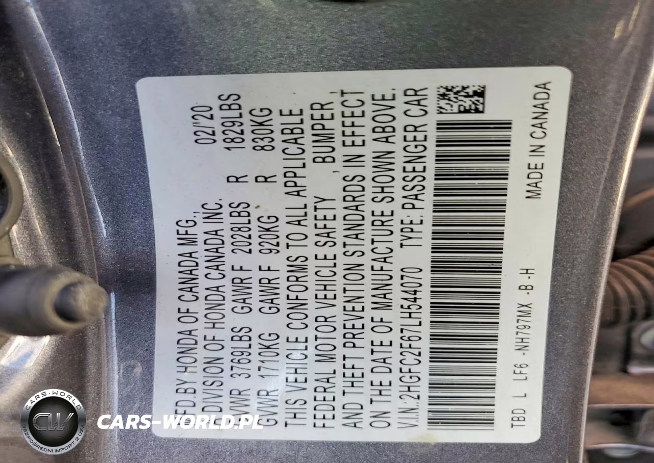 2020 Honda Civic Lx VIN:2HGFC2F67LH544070 - 12