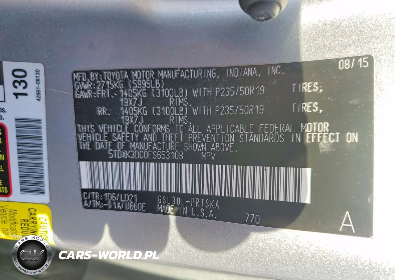 2015 Toyota Sienna Sport VIN:5TDXK3DC0FS653108 - 14