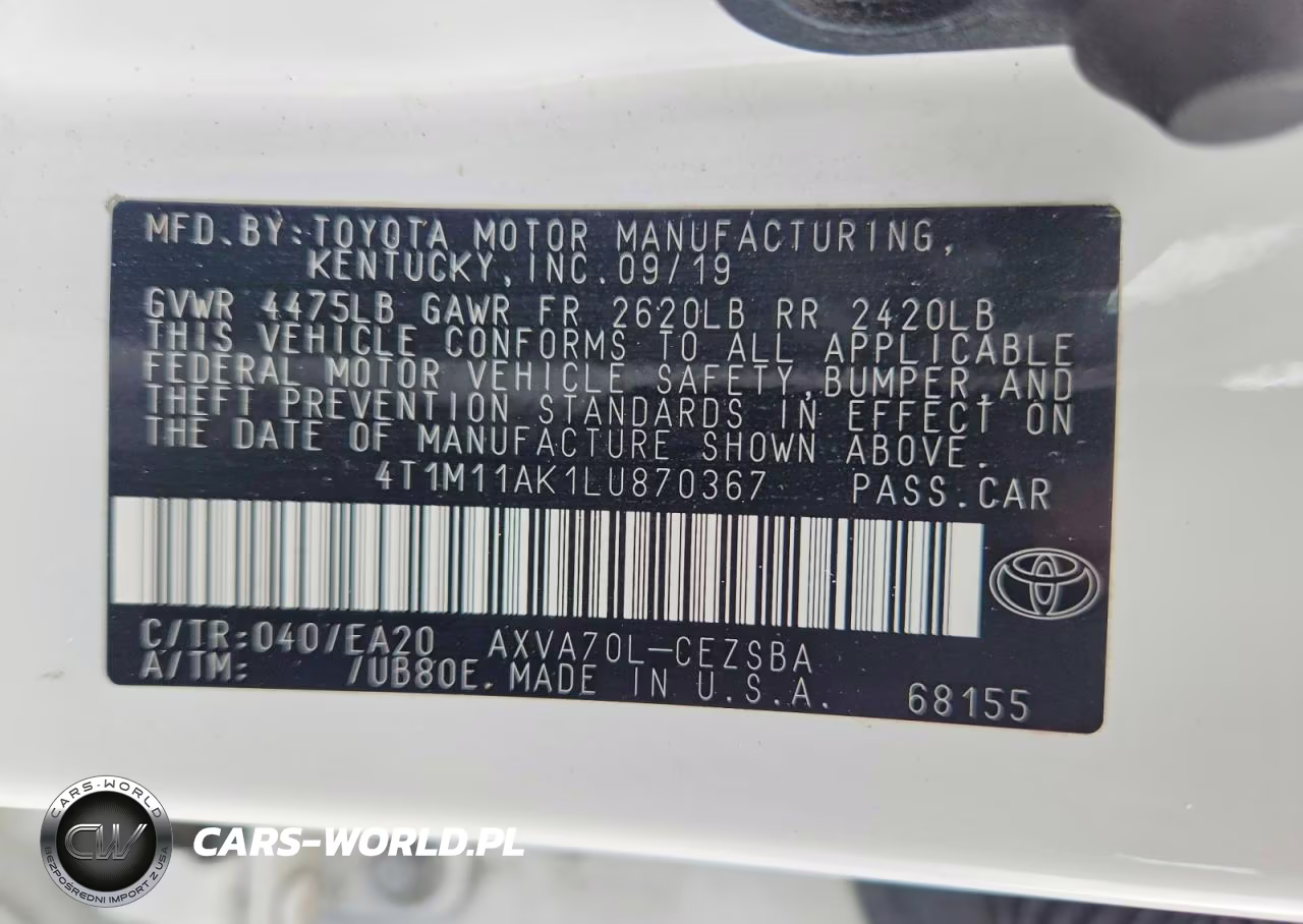2020 Toyota Camry Se VIN:4T1M11AK1LU870367 - 13