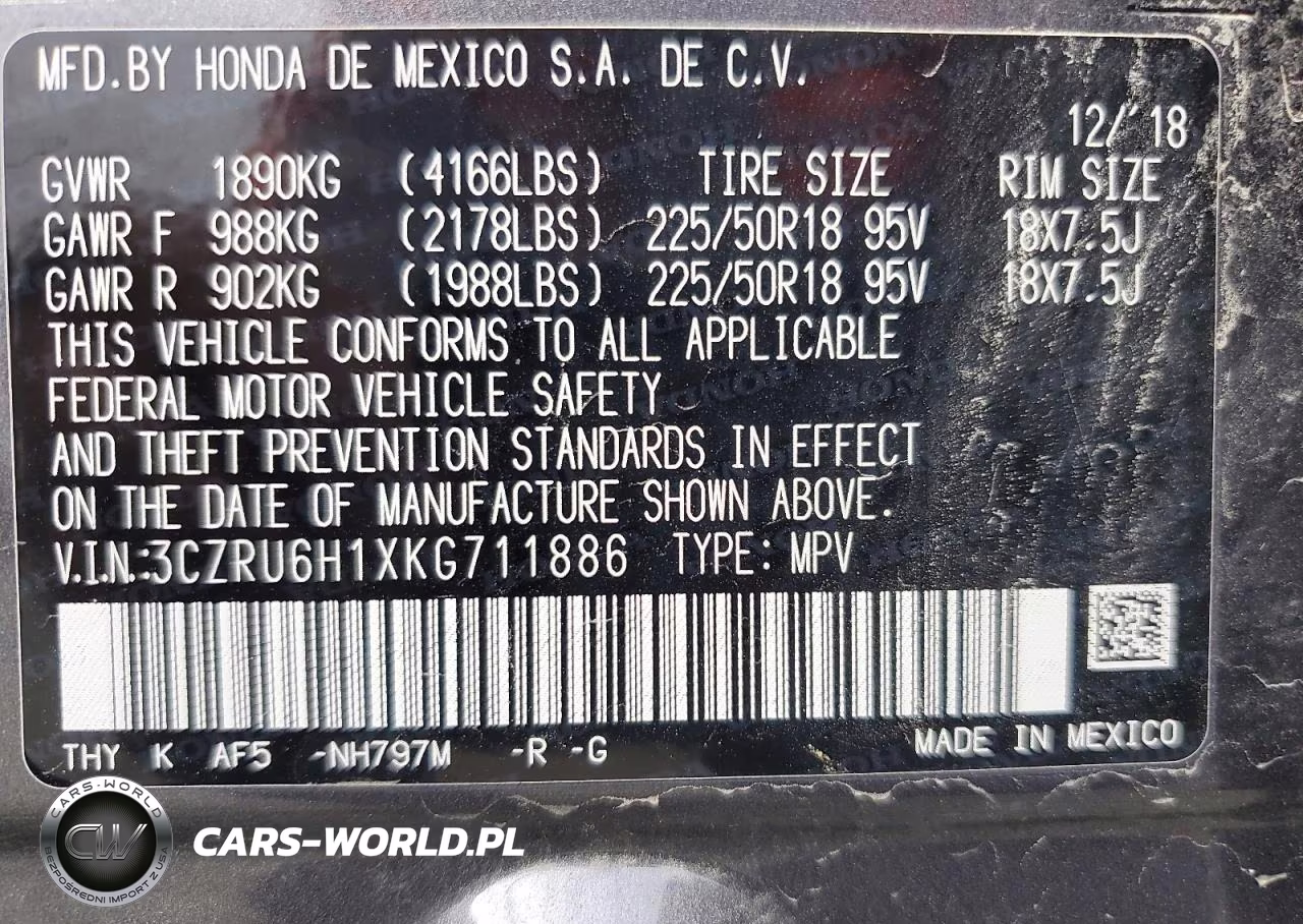 2019 Honda Hr-V Sport VIN:3CZRU6H1XKG711886 - 14