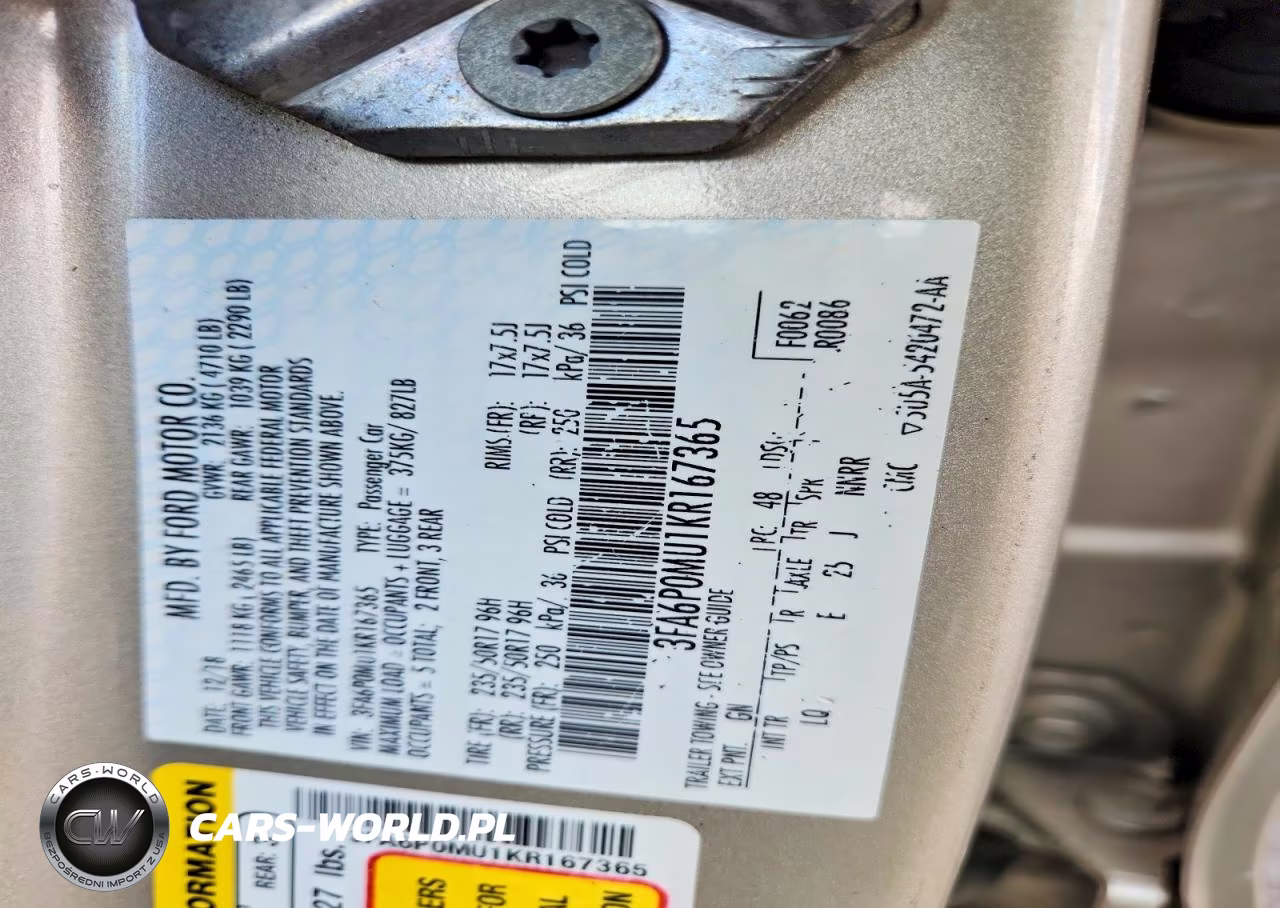 2019 Ford Fusion Sel VIN:3FA6P0MU1KR167365 - 12