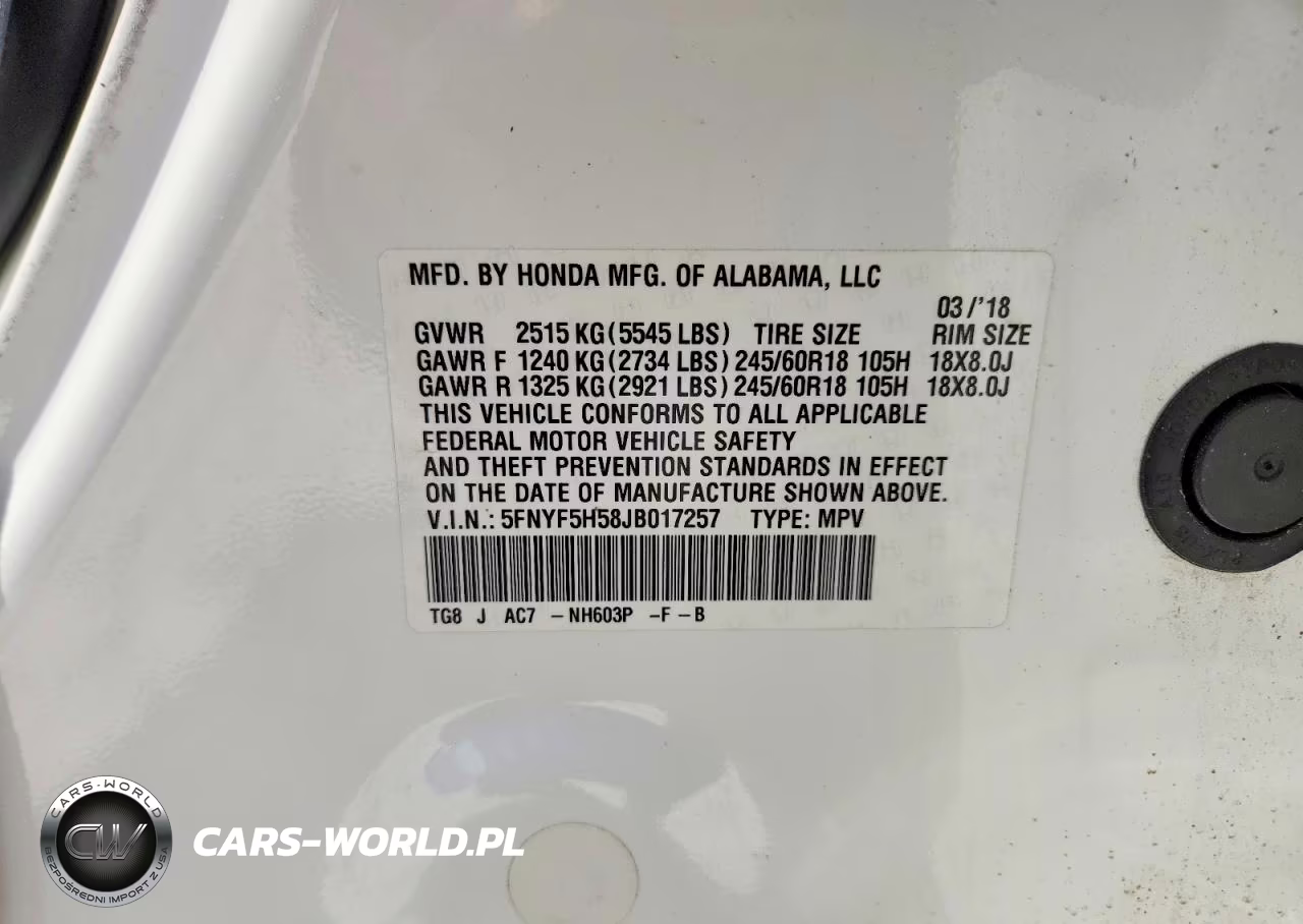 2018 Honda Pilot Exl VIN:5FNYF5H58JB017257 - 12