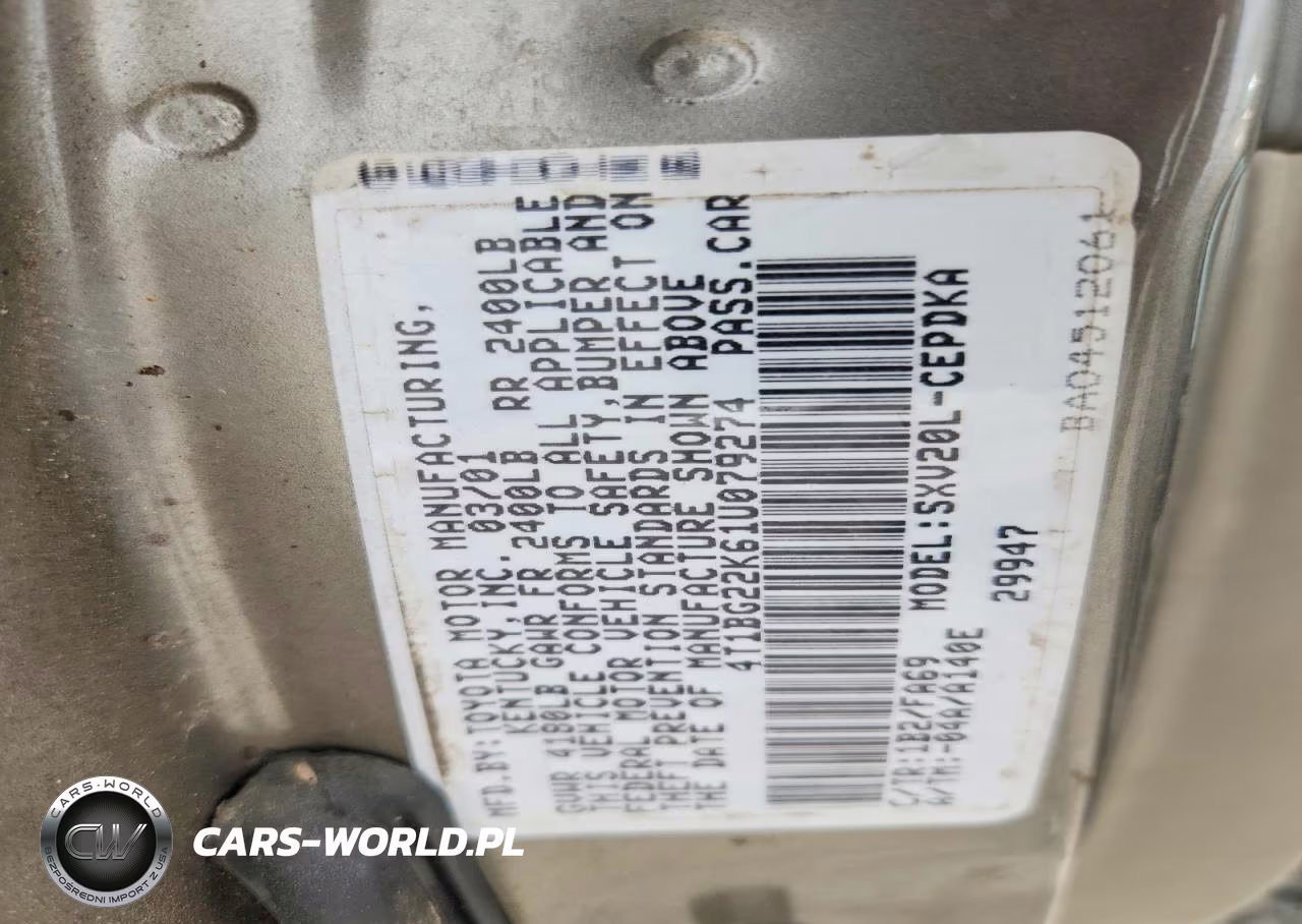 2001 Toyota Camry Ce VIN:4T1BG22K61U079274 - 12