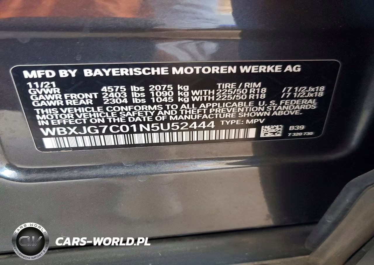 2022 BMW X1 Sdrive28I VIN:WBXJG7C01N5U52444 - 14