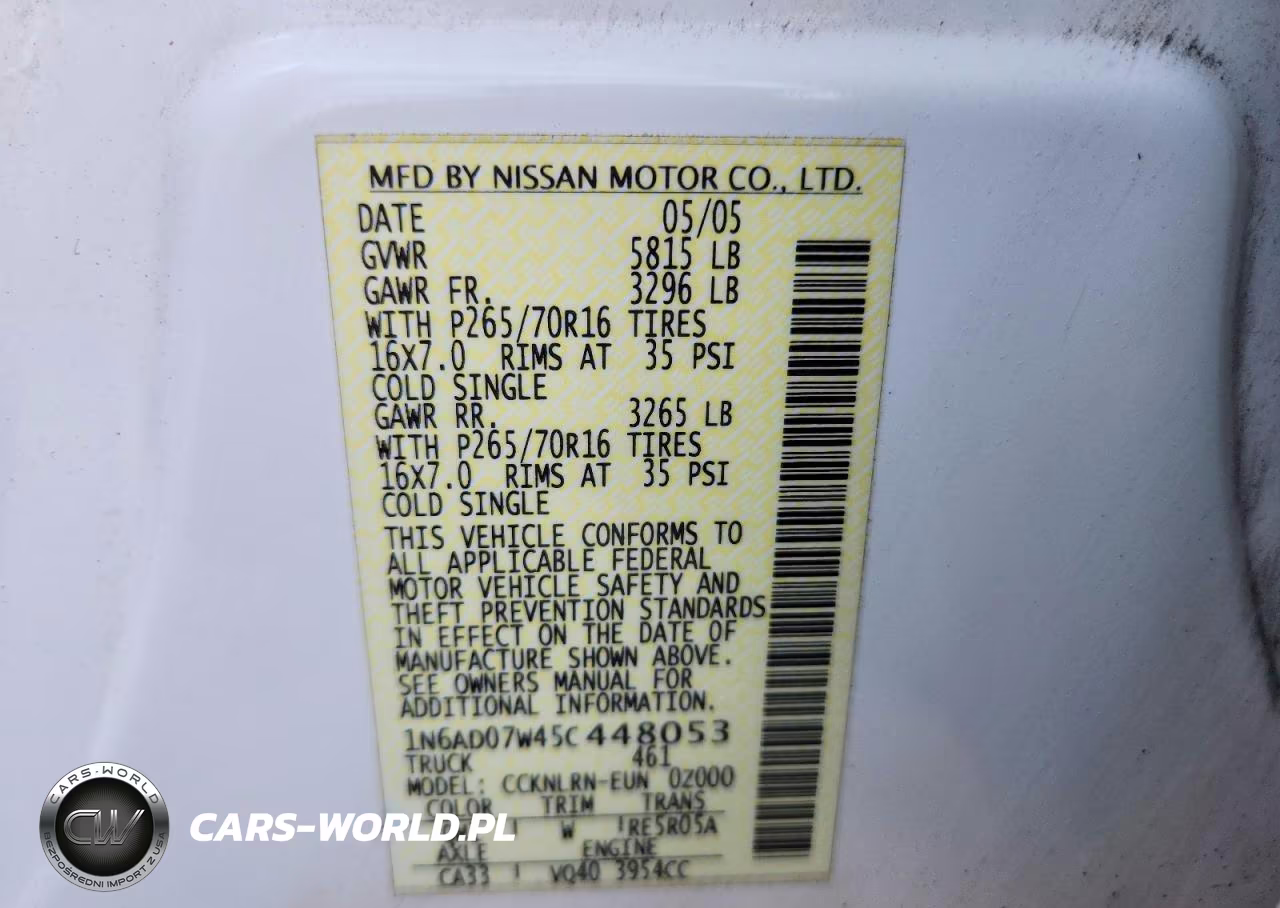 2005 Nissan Frontier Crew Cab Le-Crew Cab Se-Crew C VIN:1N6AD07W45C448053 - 13