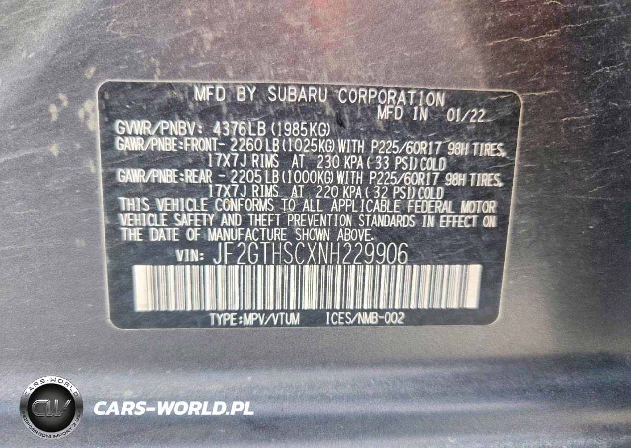 2022 Subaru Crosstrek Sport VIN:JF2GTHSCXNH229906 - 12