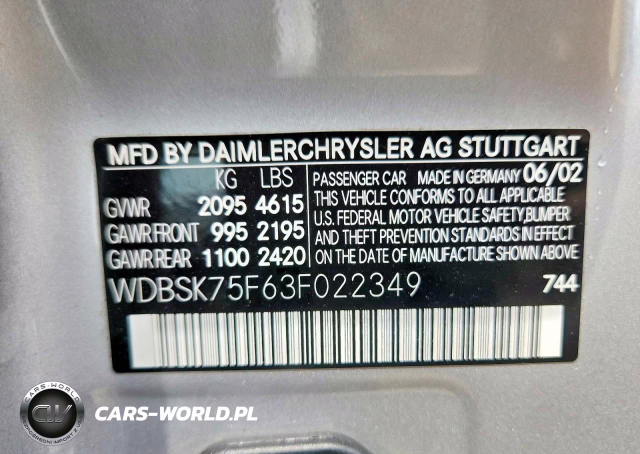 2003 Mercedes-Benz Sl 500R VIN:WDBSK75F63F022349 - 12