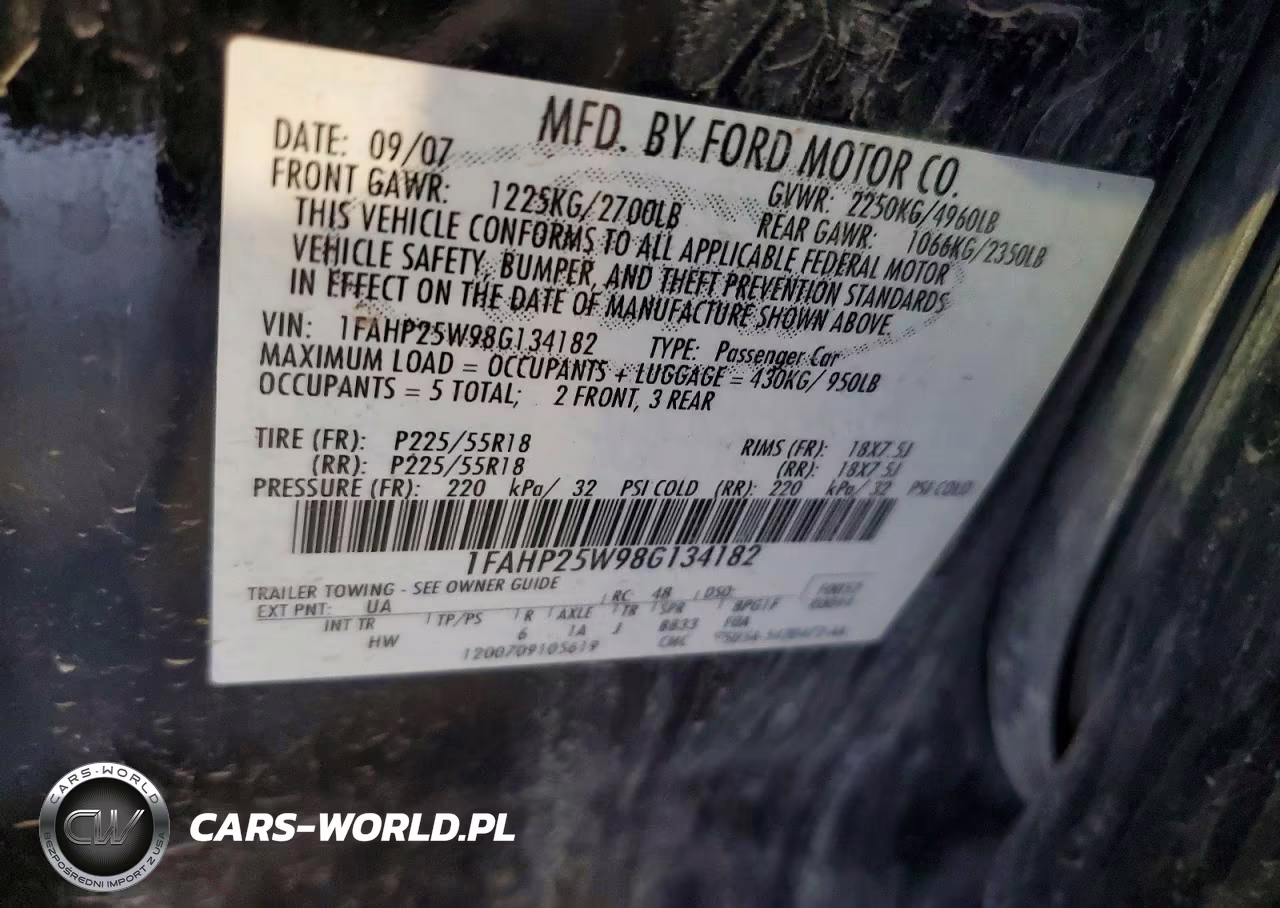 2008 Ford Taurus Limited VIN:1FAHP25W98G134182 - 12