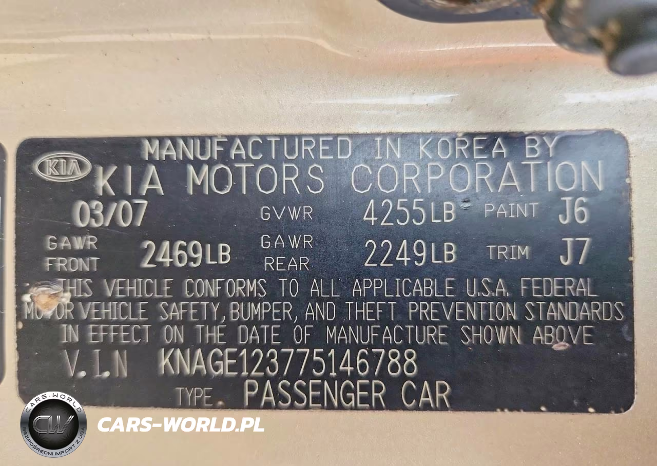 2007 Kia Optima Lx VIN:KNAGE123775146788 - 12