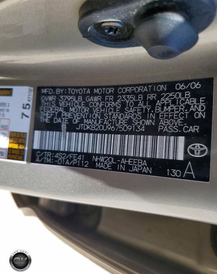 2006 Toyota Prius Base VIN:JTDKB20U967509134 - 12