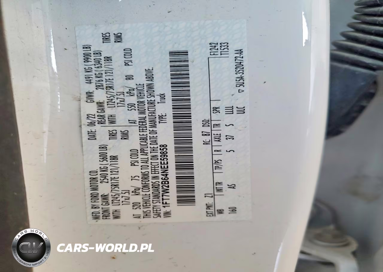 2022 Ford F250 Super Duty VIN:1FT7W2B64NEE59858 - 12