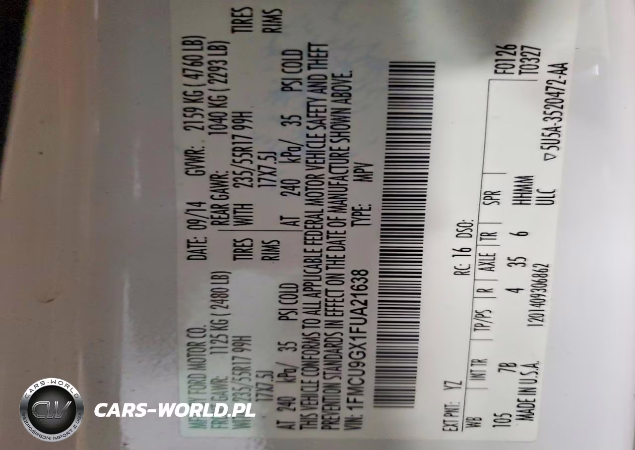2015 Ford Escape Se VIN:1FMCU9GX1FUA21638 - 14