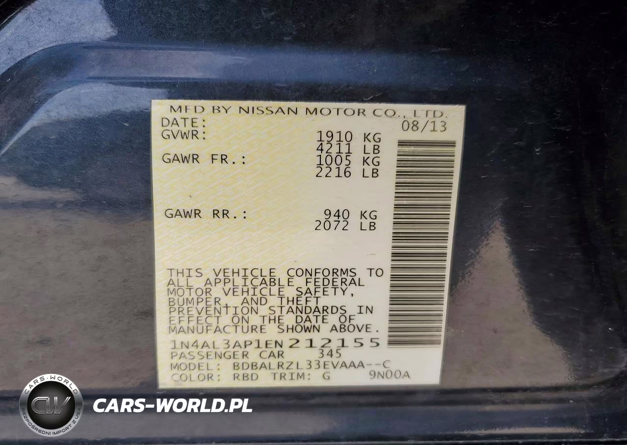 2014 Nissan Altima 2.5 VIN:1N4AL3AP1EN212155 - 12