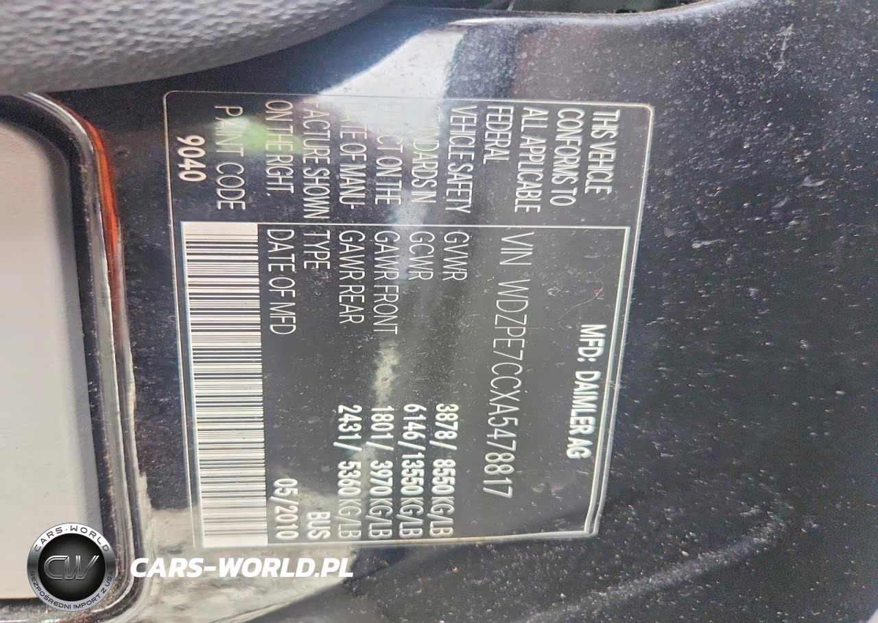 2010 Mercedes-Benz Sprinter 2500 VIN:WDZPE7CCXA5478817 - 13