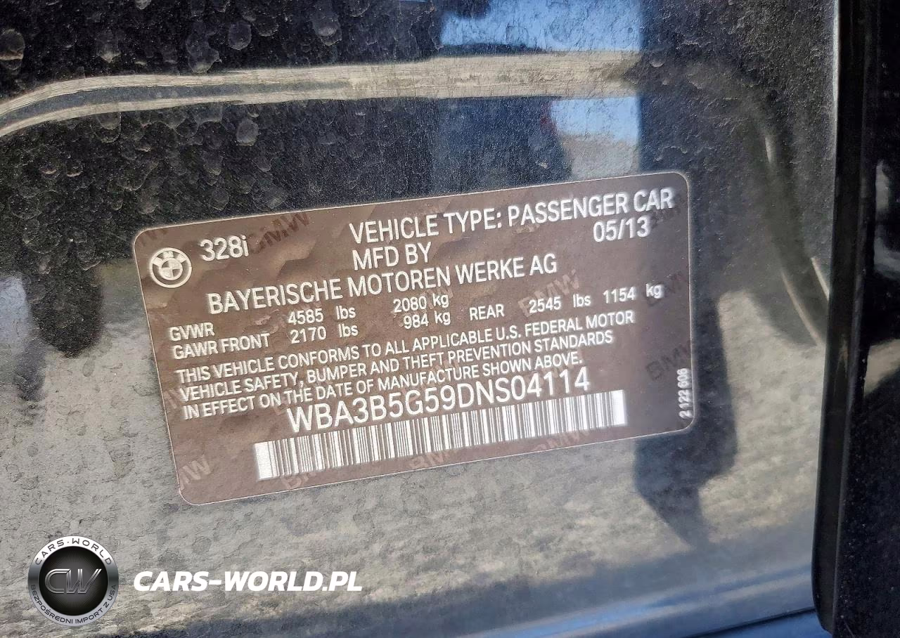 2013 BMW 328 Xi Sulev VIN:WBA3B5G59DNS04114 - 13