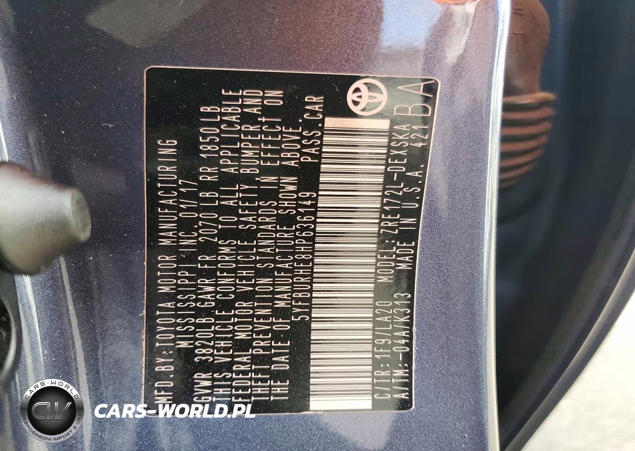 2017 Toyota Corolla Xse VIN:5YFBURHE8HP636149 - 12