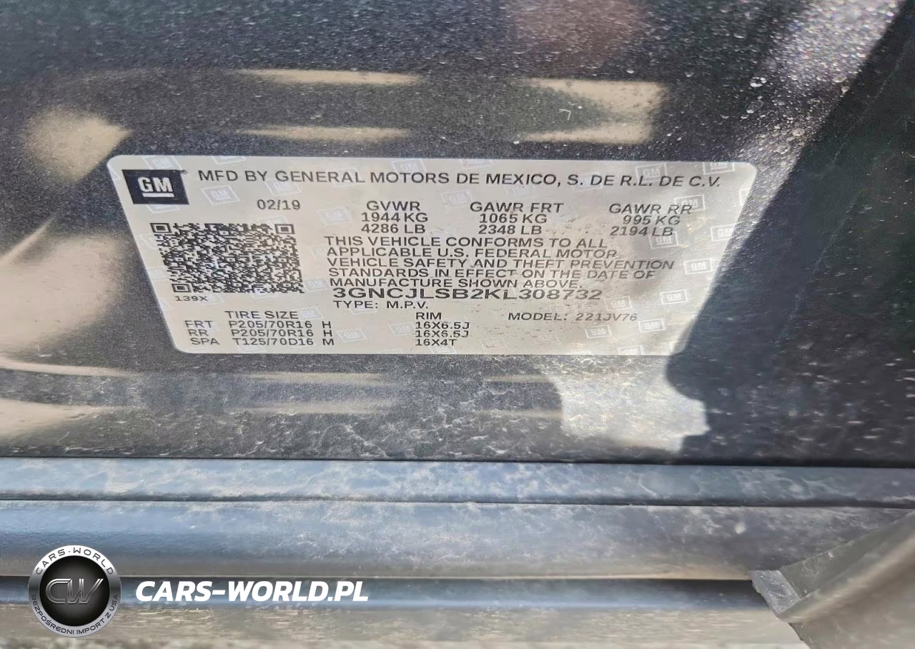 2019 Chevrolet Trax 1Lt VIN:3GNCJLSB2KL308732 - 13