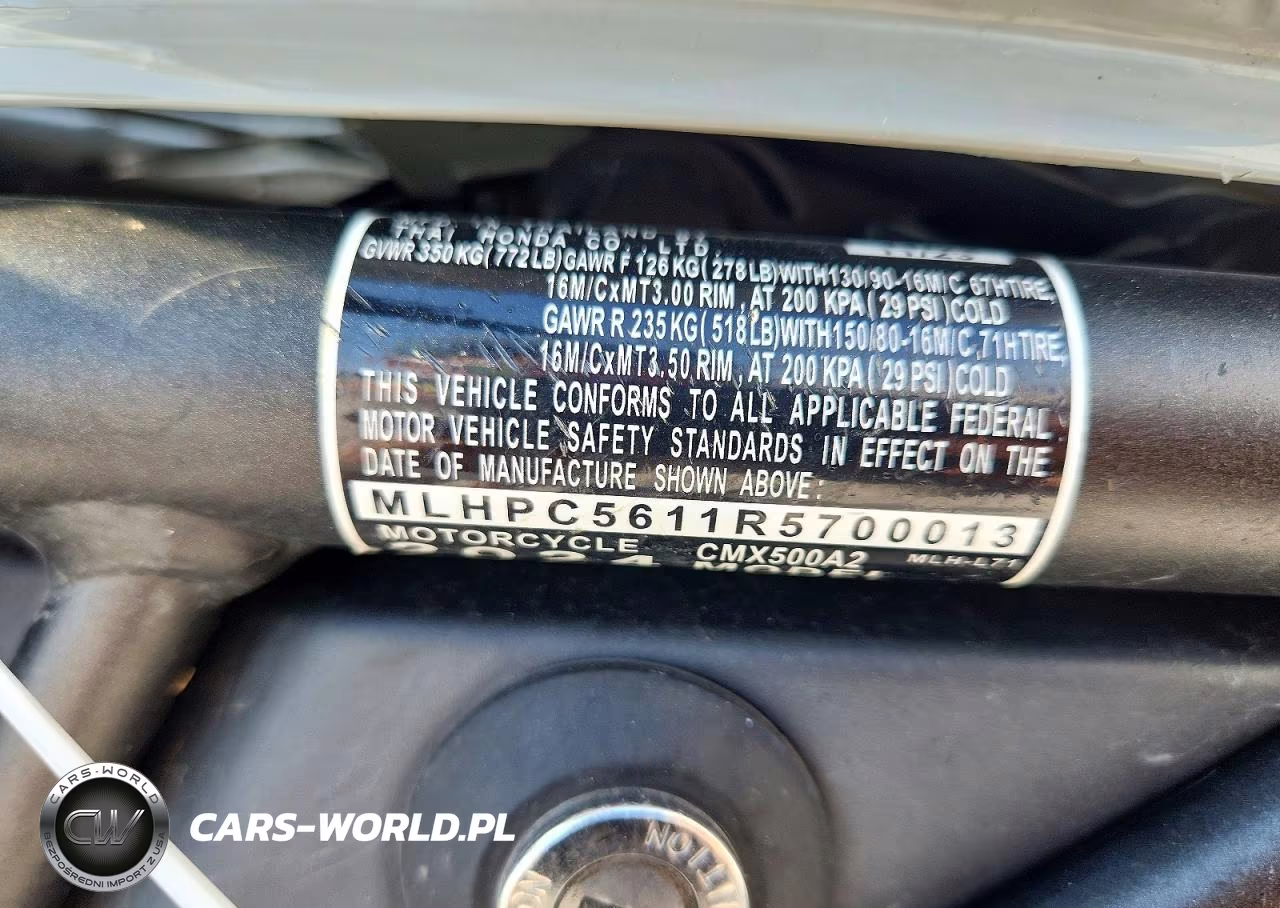 2024 Honda Cmx500 A2 VIN:MLHPC5611R5700013 - 9