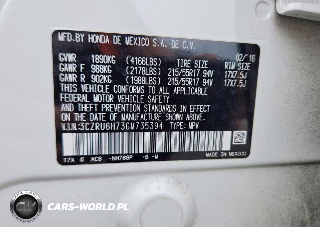 2016 Honda Hr-V Exl VIN:3CZRU6H73GM735394 - 12