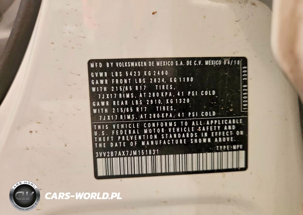 2018 Volkswagen Tiguan VIN:3VV2B7AX7JM151831 - 13