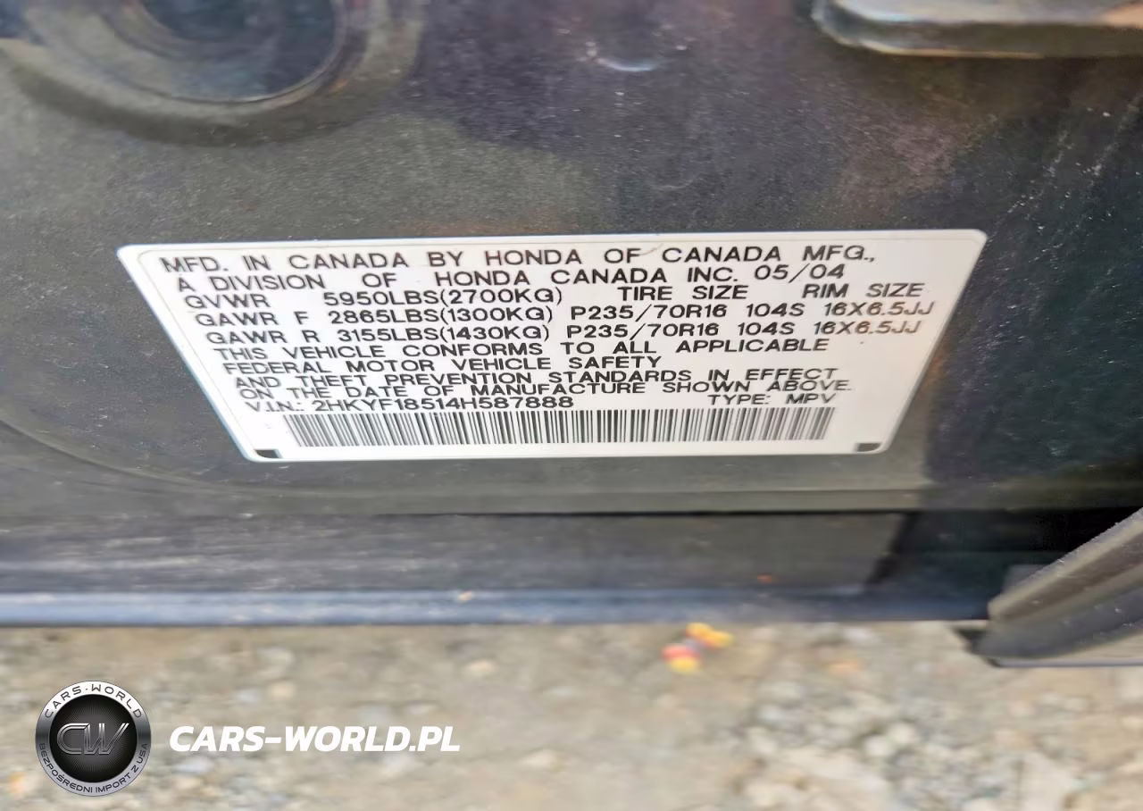 2004 Honda Pilot Exl VIN:2HKYF18514H587888 - 13