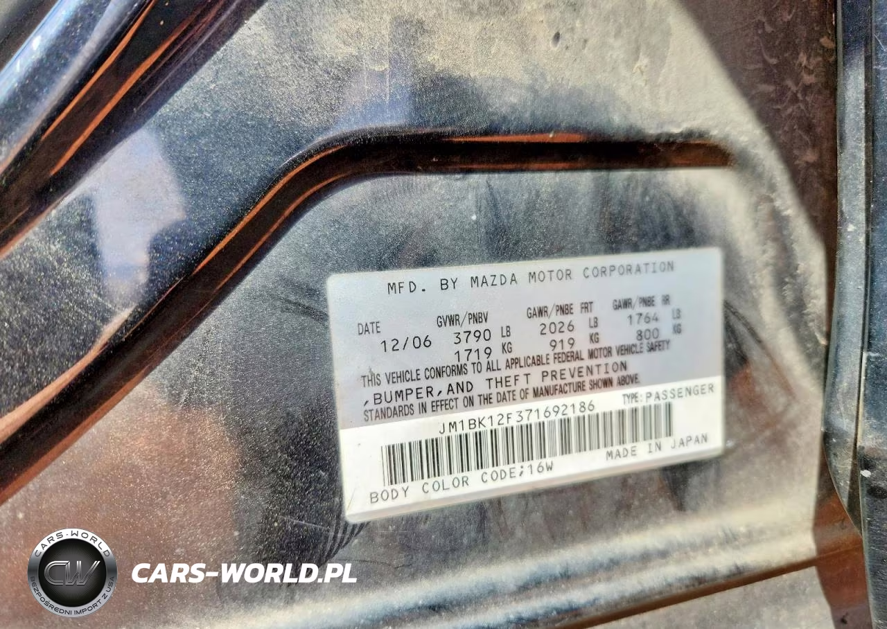 2007 Mazda 3 I VIN:JM1BK12F371692186 - 12