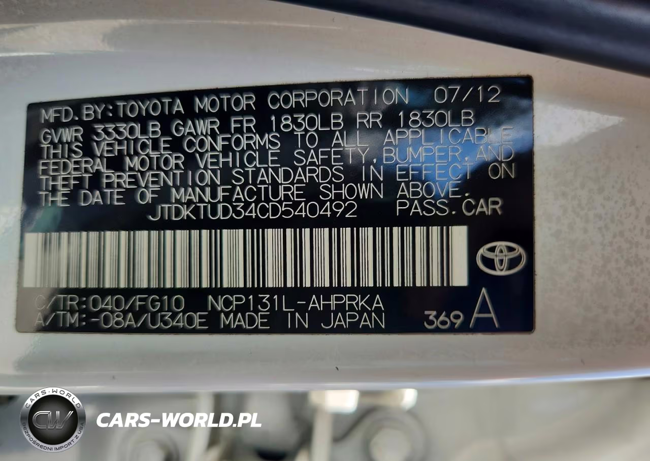 2012 Toyota Yaris 5-Door Le VIN:JTDKTUD34CD540492 - 12